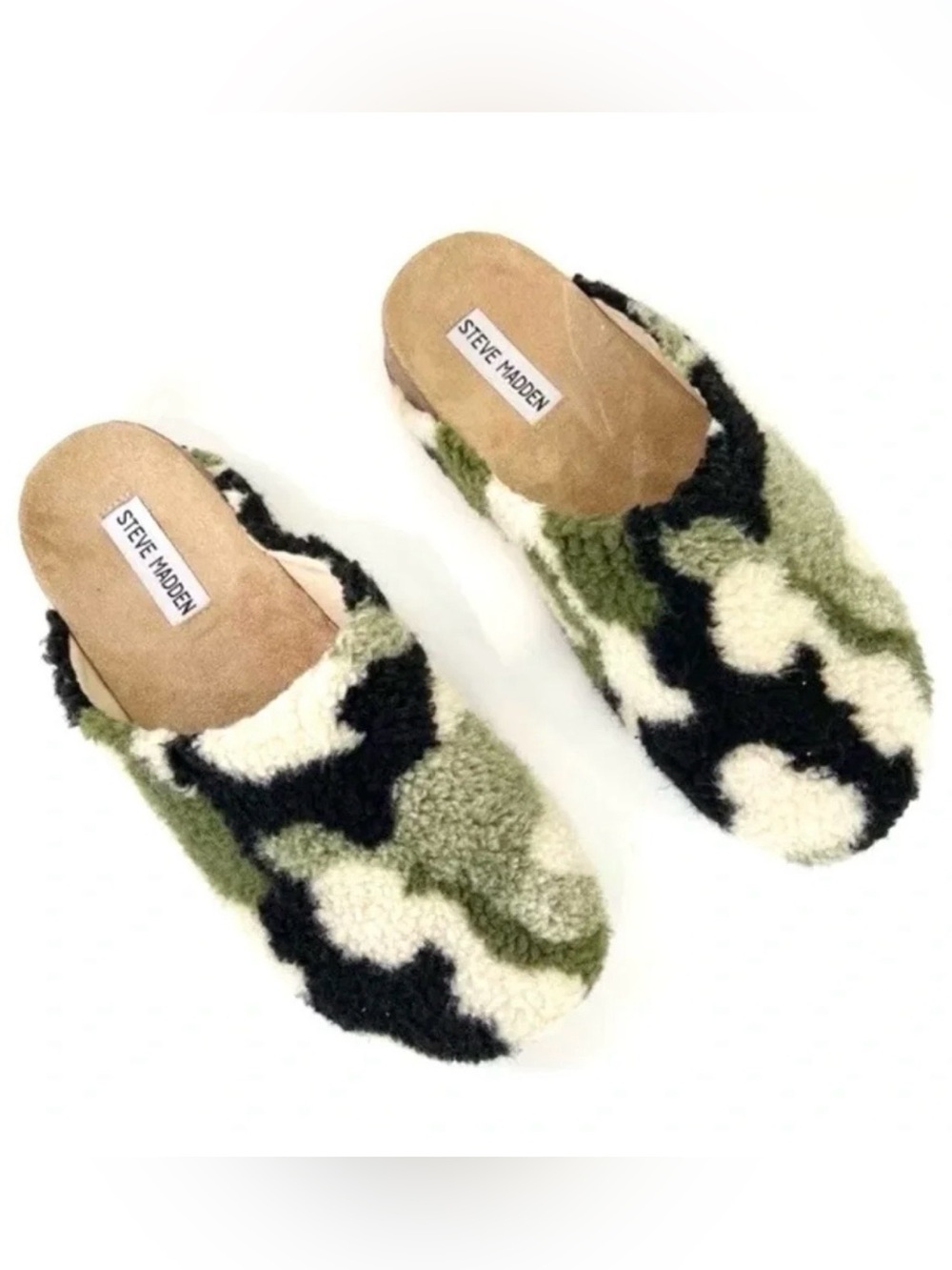 STEVE MADDEN VESA
New W/O Tag Camouflage Sherpa Clogs Camo Slide Mules